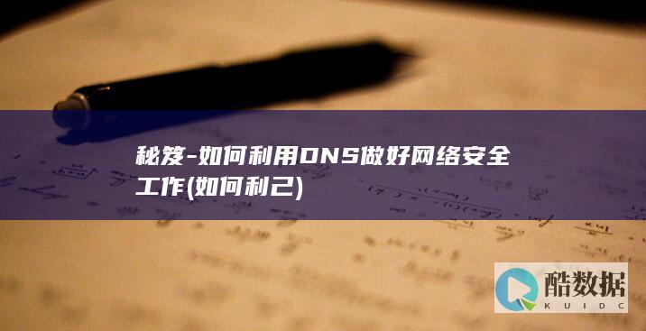 秘笈-如何利用DNS做好网络安全工作 (如何利己)