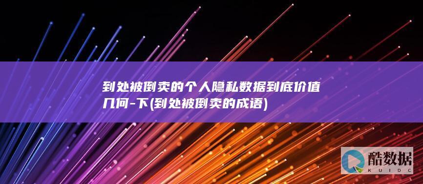 到处被倒卖的个人隐私数据到底价值几何-下 (到处被倒卖的成语)