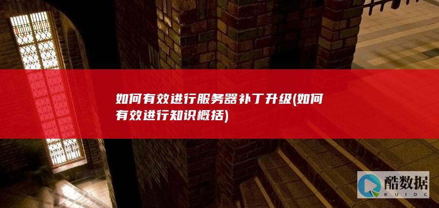 如何有效进行服务器补丁升级 (如何有效进行知识概括)