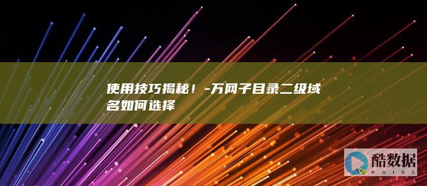 高效万网二级域名指南