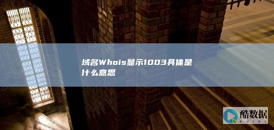 1003错误怎么解决