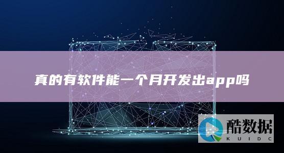 真的有软件能一个月开发出app吗