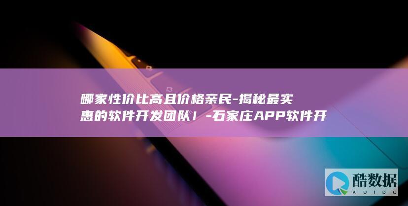 实惠石家庄APP软件开发服务