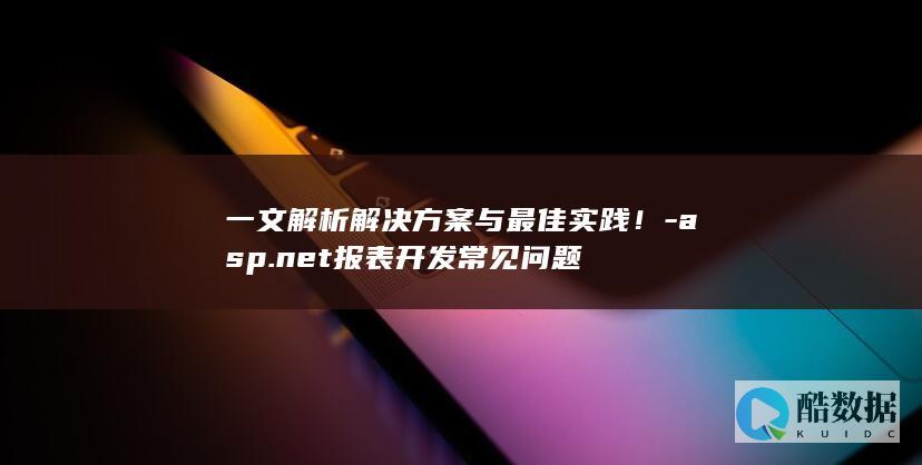 一文解析解决方案与最佳实践！-asp.net报表开发常见问题
