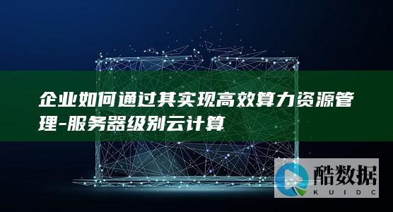 企业如何通过其实现高效算力资源管理-服务器级别云计算