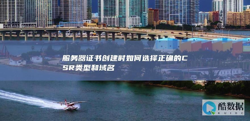 服务器证书创建时如何选择正确的CSR类型和域名