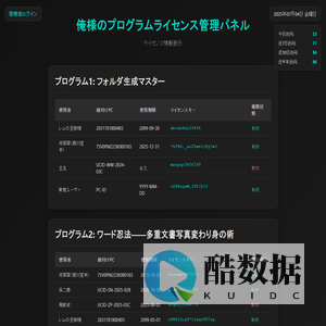 プログラムライセンス管理パネル